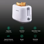 BOROSIL 2 Slice TOASTER POP UP WHITE 2SL