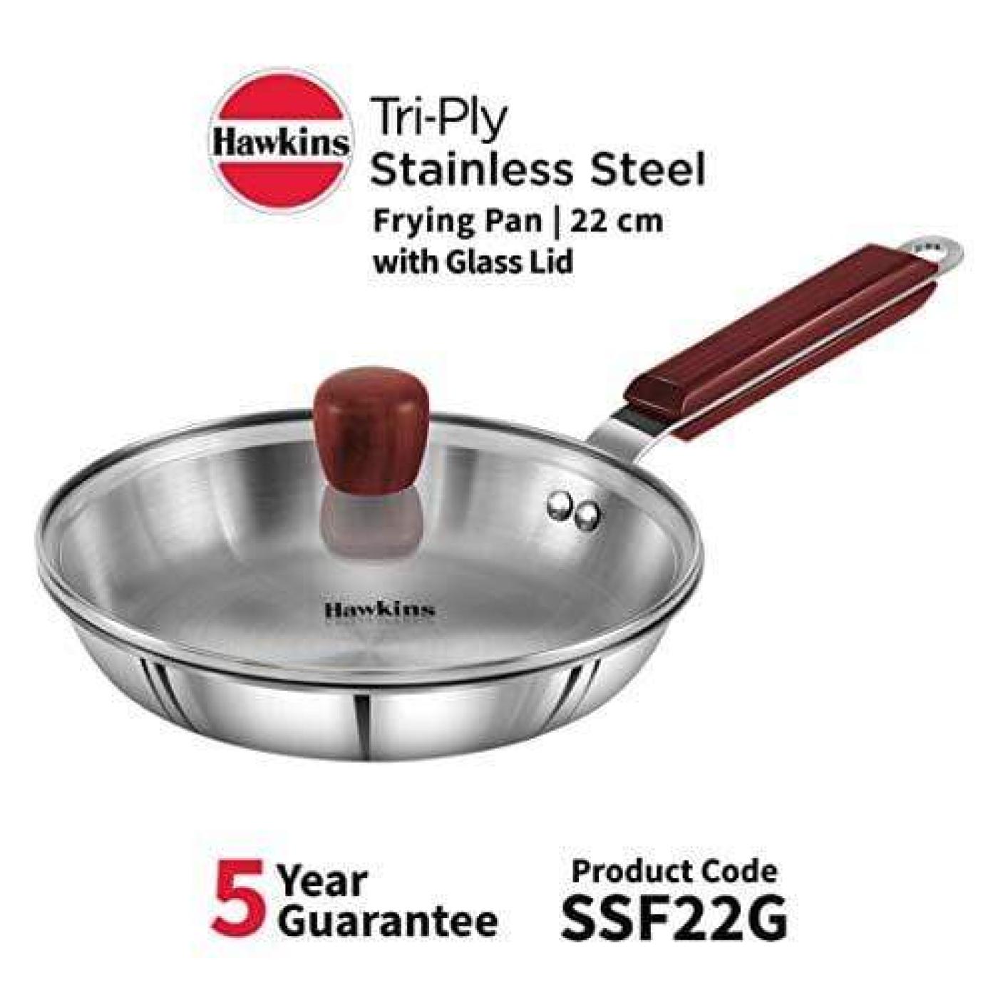 Hawkins Futura Frying Pan Tri Ply  22 cm Glass Lid