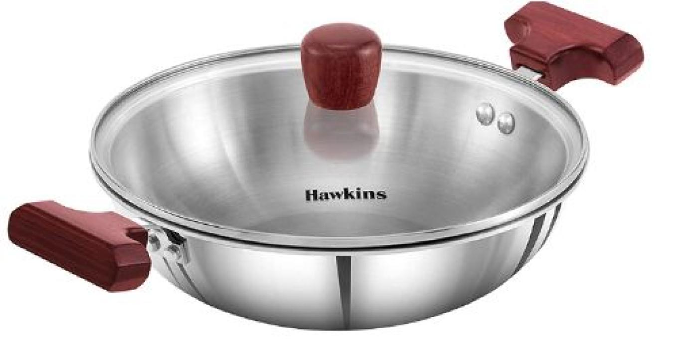 Hawkins Futura Kadhai Tri Ply  1.5 Ltr Glass Lid