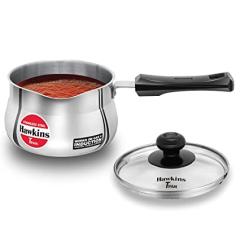 Hawkins Futura Sauce Pan Stainless Steel Tpan 1.5 Ltr Glass Lid