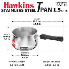 Hawkins Futura Sauce Pan Stainless Steel Tpan 1.5 Ltr W/O Lid